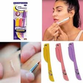 (Pack Of 3) Feather Flamingo Facial Razor for Face, Eyebrows & Body shaving |  Facial Touch-up Razor | Flamingo Facial Razors for Face, Eyebrows & Body Hair Removal | Facial Razors for Body, Face, Eyebrows Hair Removal