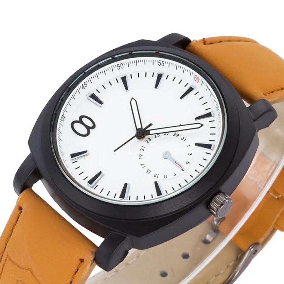 Brown Leather Smart Watch For Men