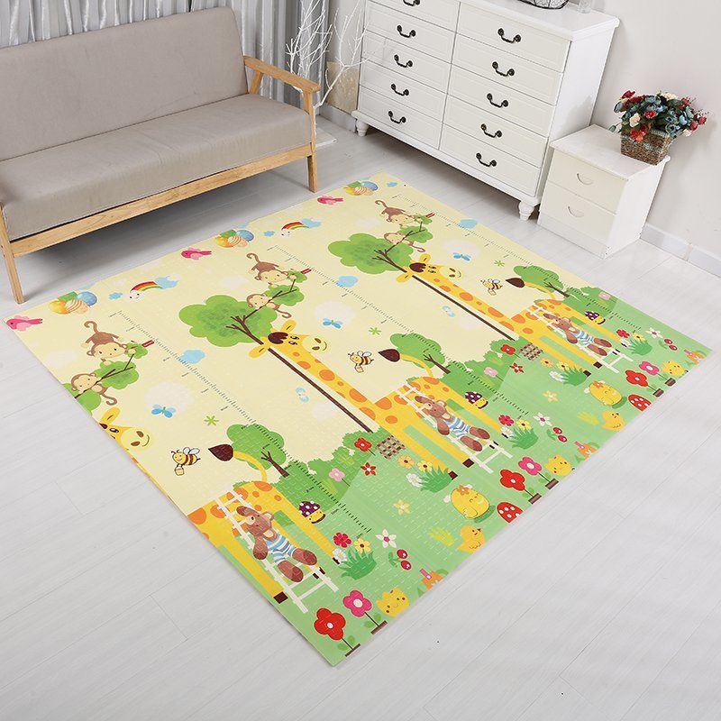 folding play mat for babies 6ft x 5ft-10mm(180*150cm) Double Sided baby crawling play mat with easily foldable soft foam floor playmats for infants, toddlers & kids large room childern Rug with Random Multi Design