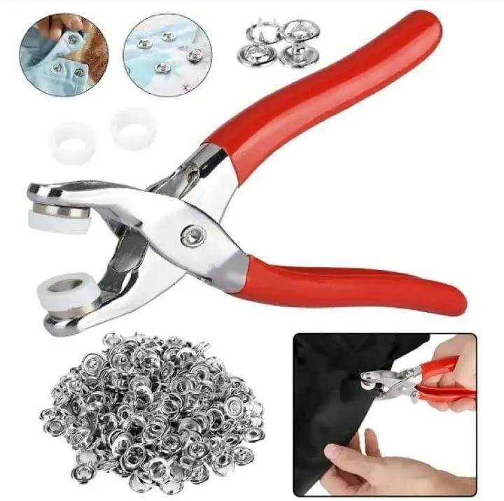 Imported Quality Pliers Button Press Tool With 25 Button & Metal Prong Snap Buttons Fastener Pliers Tool Set Sewing Free Snap Button Kit with Manual Pliers Hand Press Studs Tool for DIY Crafts Bags Sewing Snap Fastener Kit