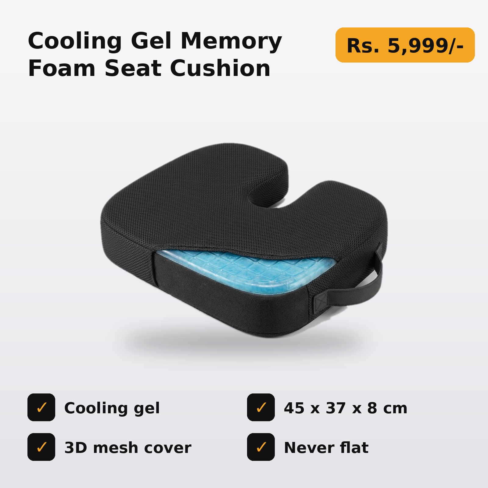 Cooling Gel Memory Foam Seat Cushion - Breathable Coccyx Cushion 13