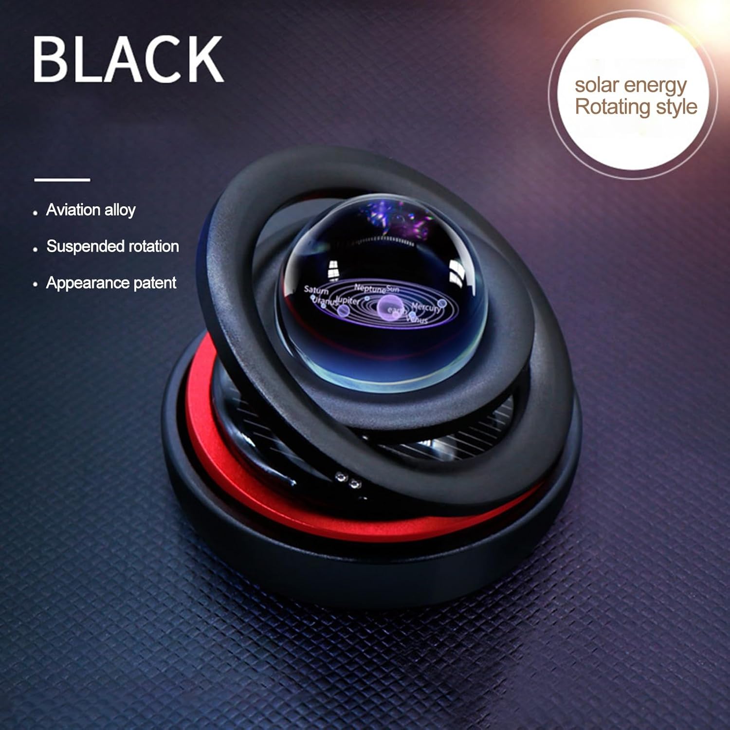 Crystal Ball Rotating Solar Powered Car Dashboard Air Freshener Perfume