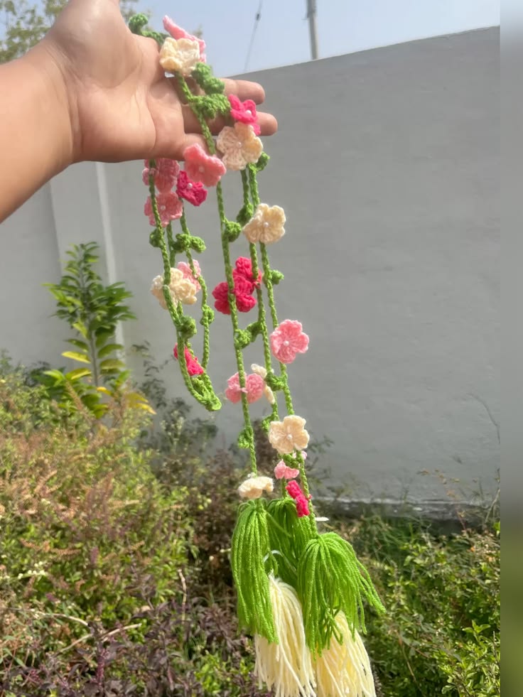 CROCHET BEAUTIFUL FLOWER HAIR BRAID TASSELS -HANDMADE CROCHET PRANDA/PARANDA FOR GIRLS / HAIR ACCESSORIES / 16 to 17 INCHES -FASHION / urban crate