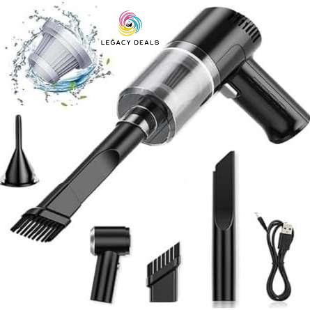 Legacy Deals 3 in 1 Rechargeable Vacuum Cleaner and Air Blower| Portable Cordless Handheld Mini Vacuum Cleaner| Powerful Strong Suction 120W High Power Microscopic Dust Cleaning Tool Machine from Windows, Sofa, Carpets, Car Interior, Keyboard, Home office price in Pakistan