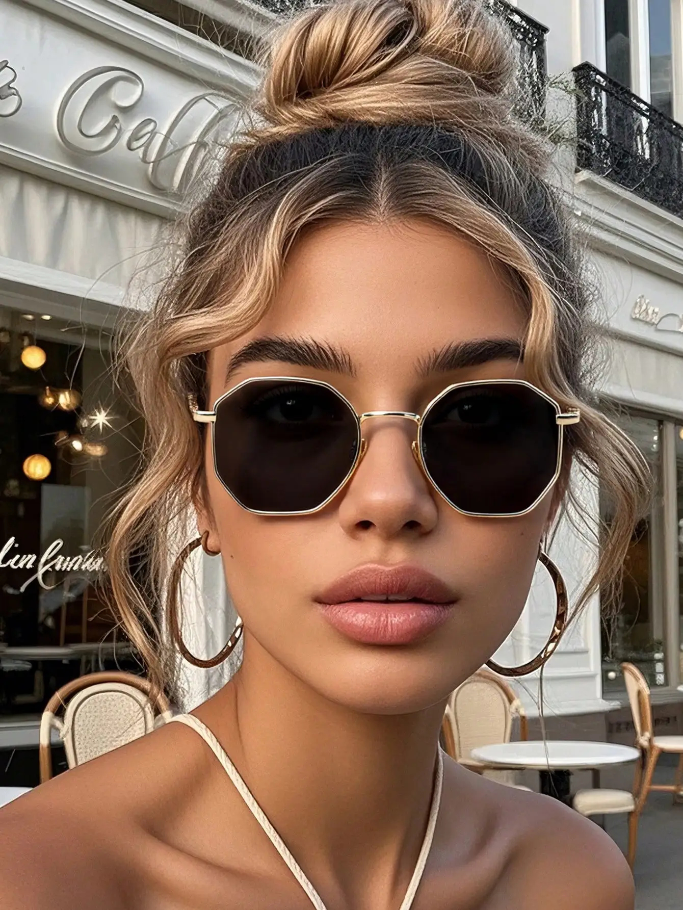 Eldorado Trendy Metal Frame Sunglasses/ Retro Polygon Gradient Mirror Sunscreen Sunglasses