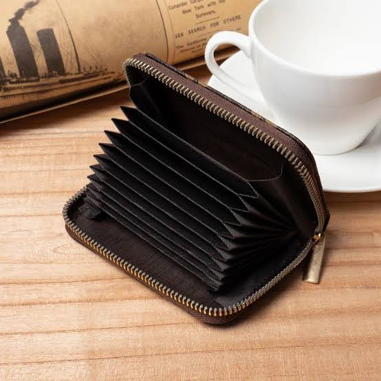 Zip Card Wallet Genuine Leather Minimalist Design | Long Bifold Wallet for Men with Multiple Card Slots | Slim Small Wallet for Men and Women | Business Purse for Cash Coins ID and Credit Cards Everyday Travel Office Use