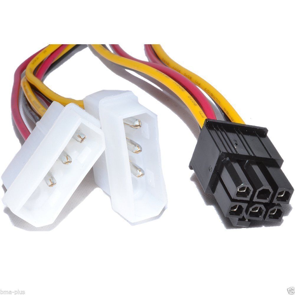 Dual Molex 4-pin to 6-pin PCI Express (PCI-e) Power Adapter Cable for Graphics Card Genuine Branded