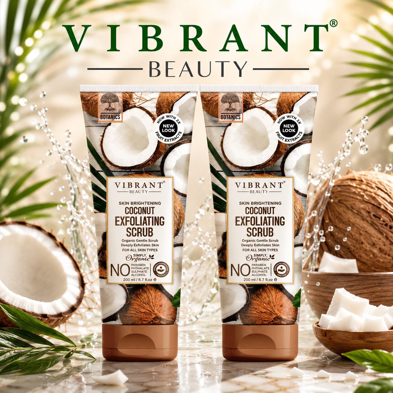 Vibrant Beauty Coconut Exfoliating Scrub Combo Pack | Personal Care Set | 200ml
