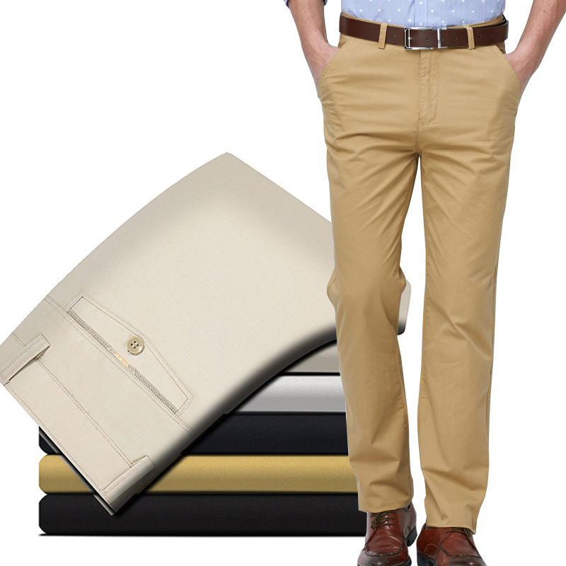 100-Cotton Jeans-Khaki-Color-Men 