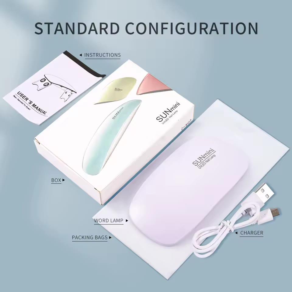 SUNmini 6W LED UV Nail Dryer Lamp – Portable USB Gel Polish Curing Light for Manicure and Pedicure