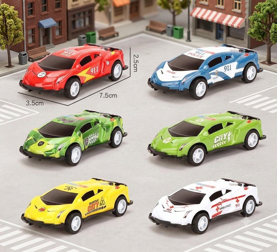 4 / 6 Pcs Alloy Pullback Racing Car Set – Classic Die Cast Metal Vehicle Toys for Kids Boys & Girls, Smooth Rolling Mini Cars for Imaginative Play, Party Favors & Toy Collection