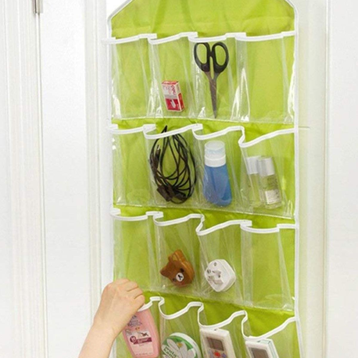 16 Pockets Clear Over Door Hanging Bag Shoe Rack Hanger Storage Tidy Organizer Home hang storage bag