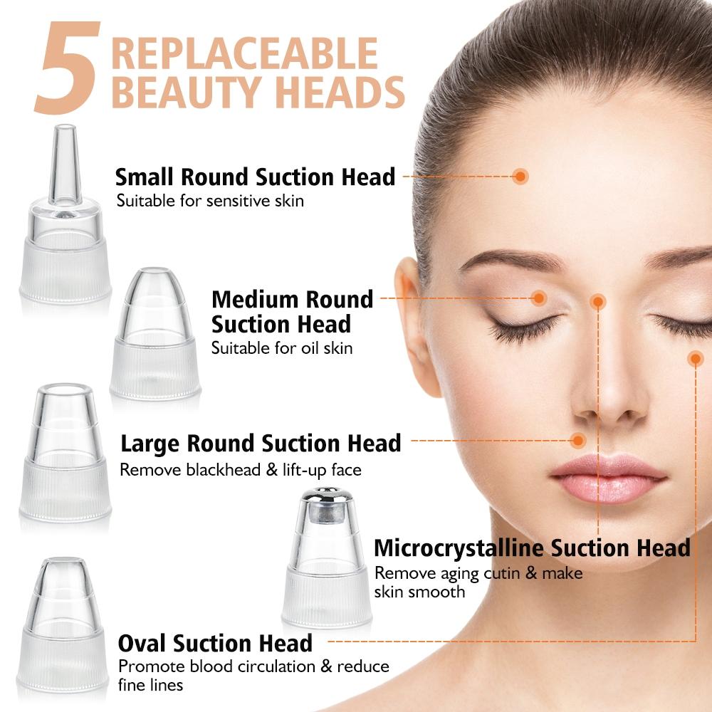 5 in 1 Electric Blackhead Acne Oil Remover Vacuum Suction Face Pore Cleaner Machine