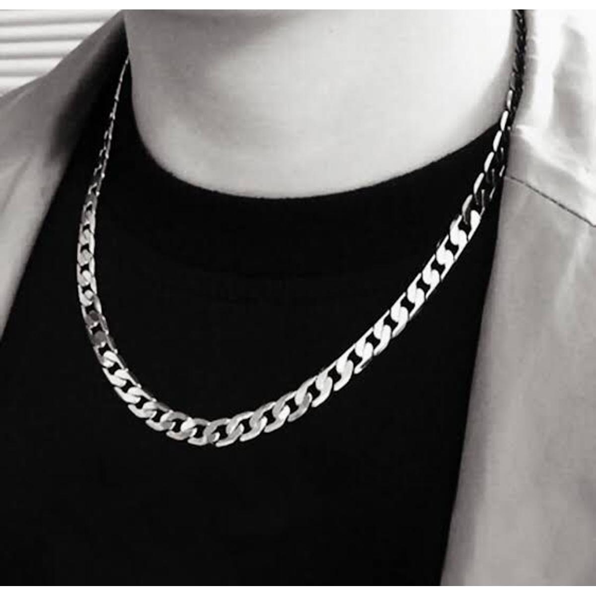 Stainless Chain 100% Pure Original Steel Thin Cuban Chain For Men / Boys Neck