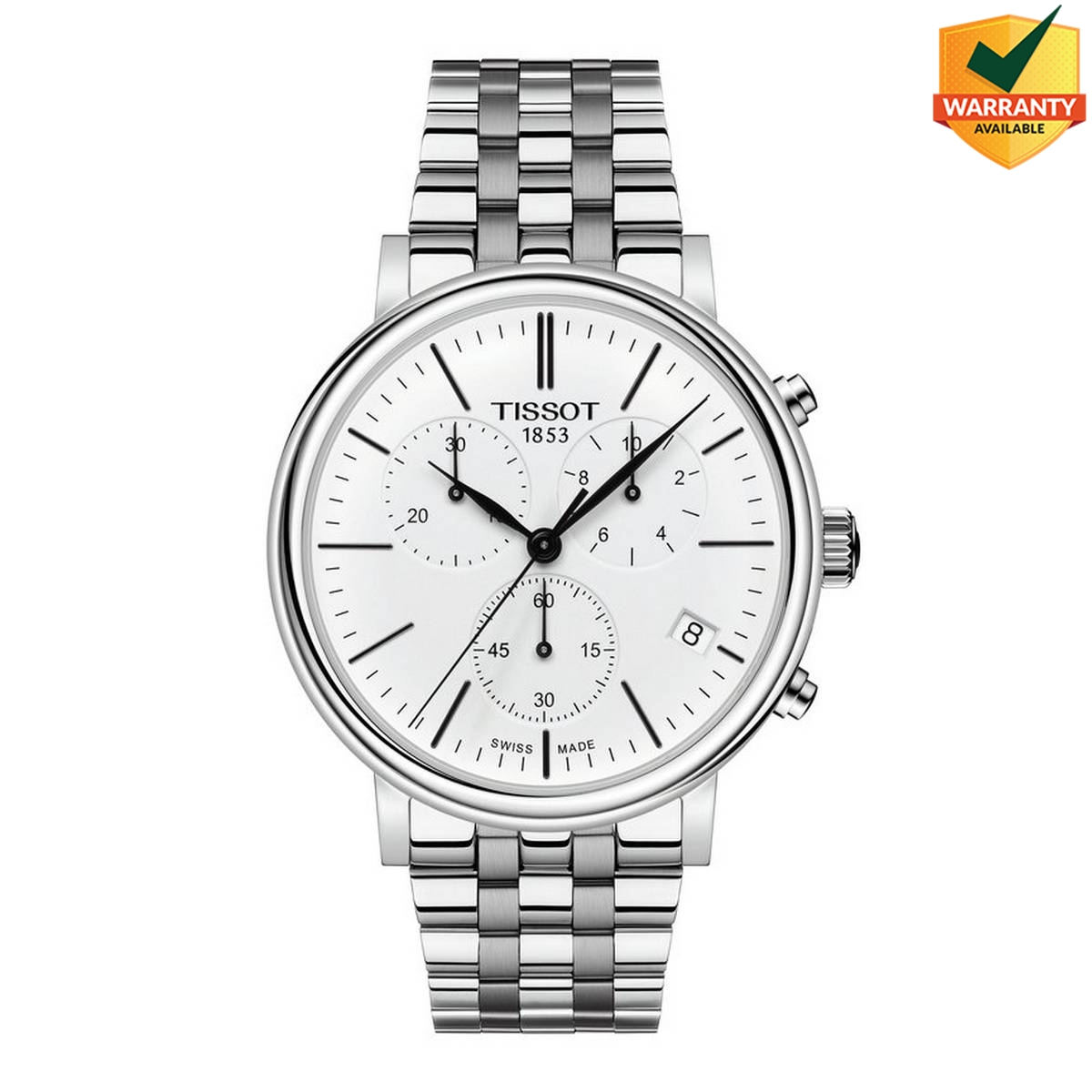 Carson Premium Chronograph Quartz - White Dial With Grey Stainless Steel Bracelet Men's Watch - T122.417.11.011.00