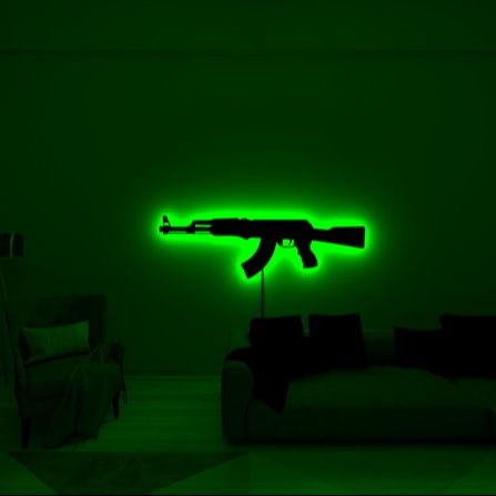 AK-47 Shaped LED Wall Light with Multicolor Options and Plug-in Design for Gaming Room Decor