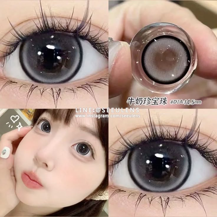 COLOUR HUB : MILKY PEARL Description   Big Eye Black Circle Gray Color Lens – Korean Style Soft Contact Lenses for Girls & Boys | Fashion Cosmetic Eye Lens with Free Water Kit