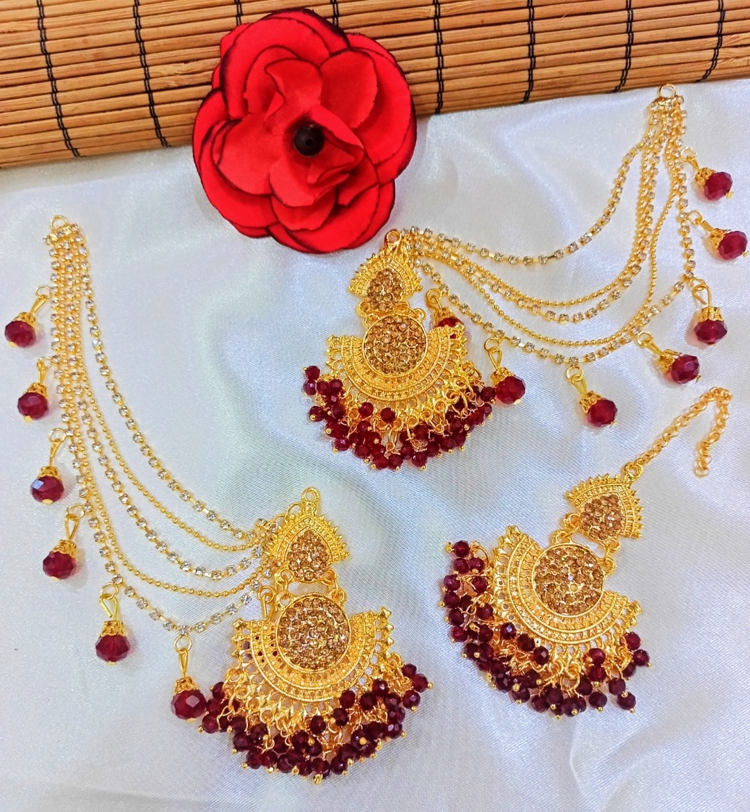 Bahubali earrings Tikka with sahara for beautiful girls and women's