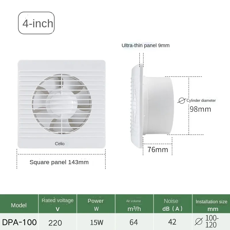 4/6/8Inch Extractor Ventilation Fan Exhaust Air Blower High Speed