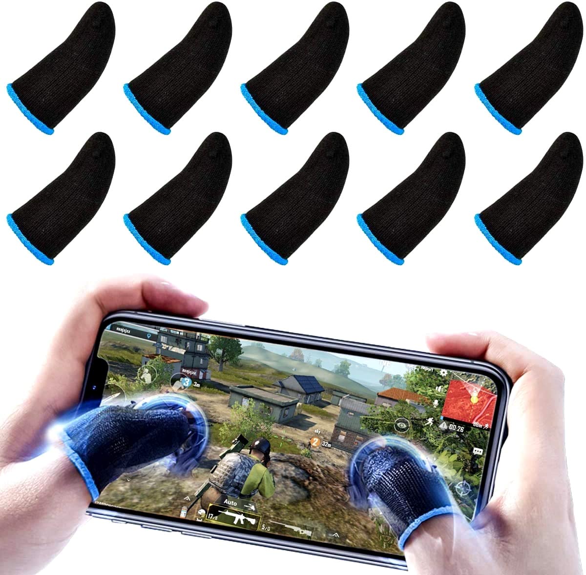 Pack Of 2 Pair / 5 Pair Finger Sleeves Gaming Gloves Thumb Anti-Slip Touchscreen Sensitive for Mobile Game, PUBG, Freefire Controller price in Pakistan