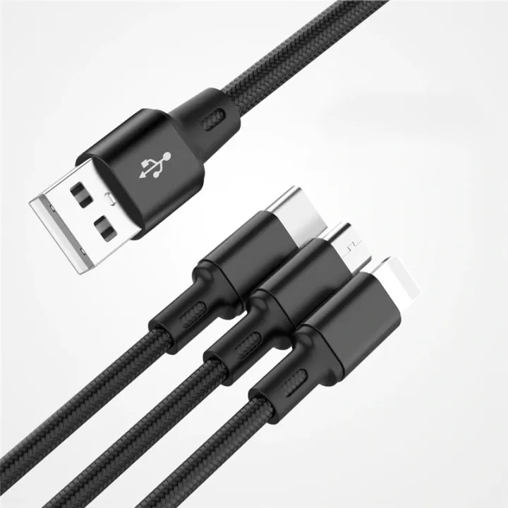 USB to Micro- USB to C Type-USB to Lightning Usage for  Android/iPhone/iPad/iPod – 3 in 1 USB Charger Cable: Buy Online at Best  Prices in Pakistan 