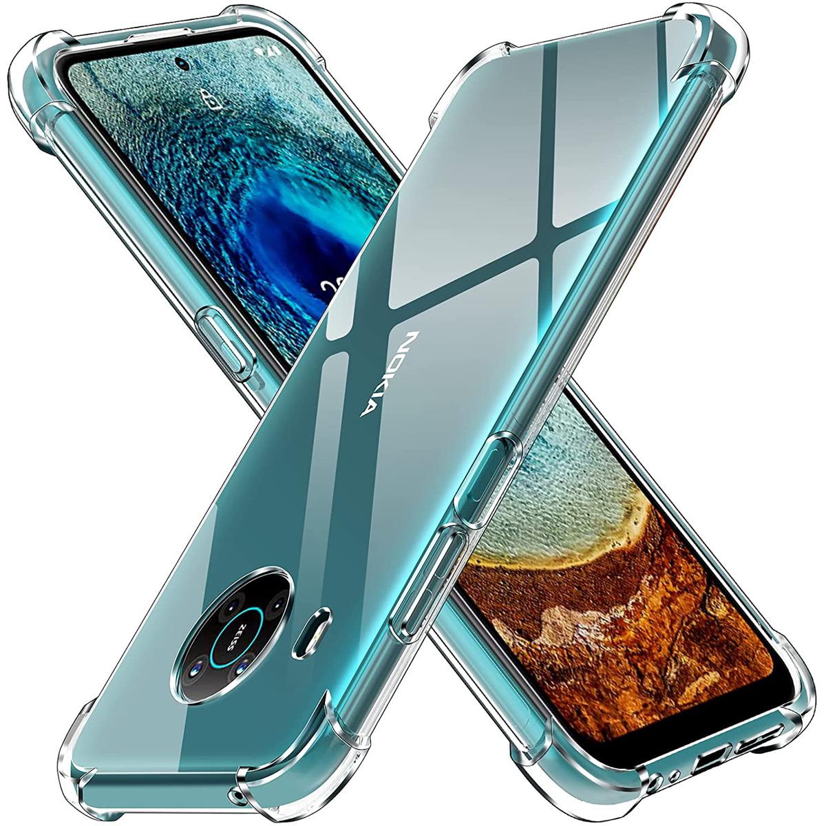 BORYA Cover per Nokia X20/Nokia X10, Transparent Morbida Silicone TPU Bumper Custodia, Ultra Sottile Antiurto Setoso Semplice Elegante Pattern Case, Fiori bianchi