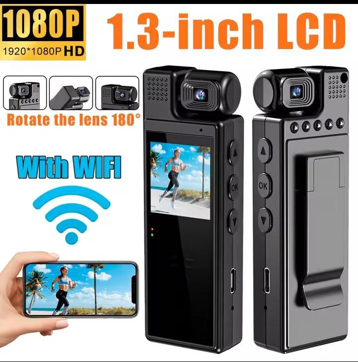 Mini WiFi Body Camera 4k Resolution | Wearable Night Vision Video Recorder | Compact Bodycam for Security, Law Enforcement, Office & Travel | Portable Action Camera for Sports, YouTube, Vlogging & Personal Safety