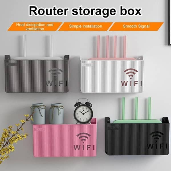 Wall Mounted WiFi Router Stand / Shelf / Rack – Wireless Router Holder & Organizer with Hidden Cable Management – ABS Plastic and Metal WiFi Rack for Home & Office – Easy Installation – Decorative Internet Box – High Quality