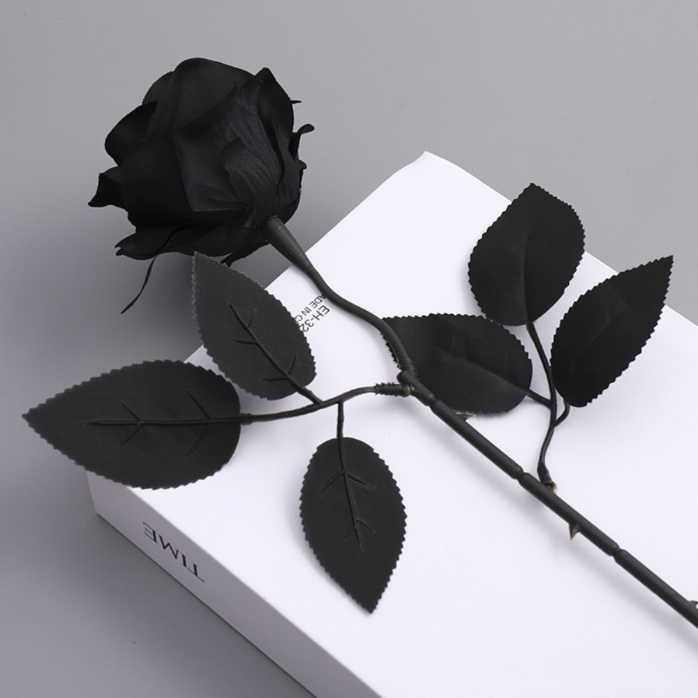 Flower Arrangements Pure Black Artificial Black Rose Flowers Silk ...