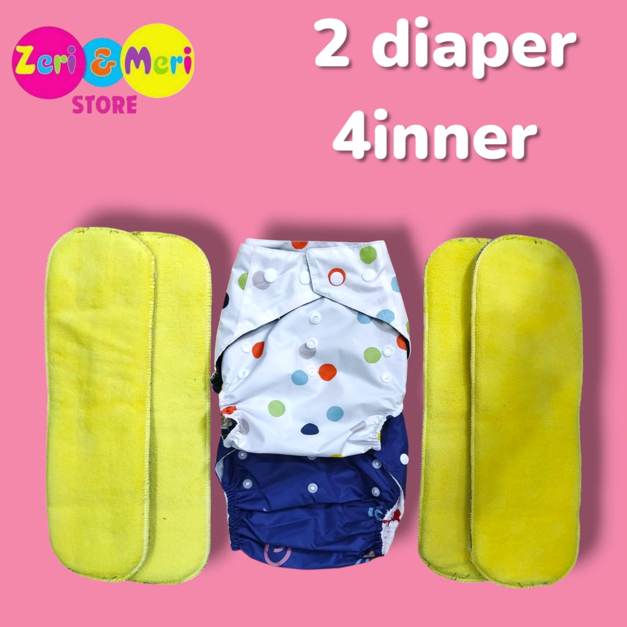 Reusable Cloth Diaper Starter Kit with 4 Washable Inserts for Baby 0-3 Years - Zero Meri Store