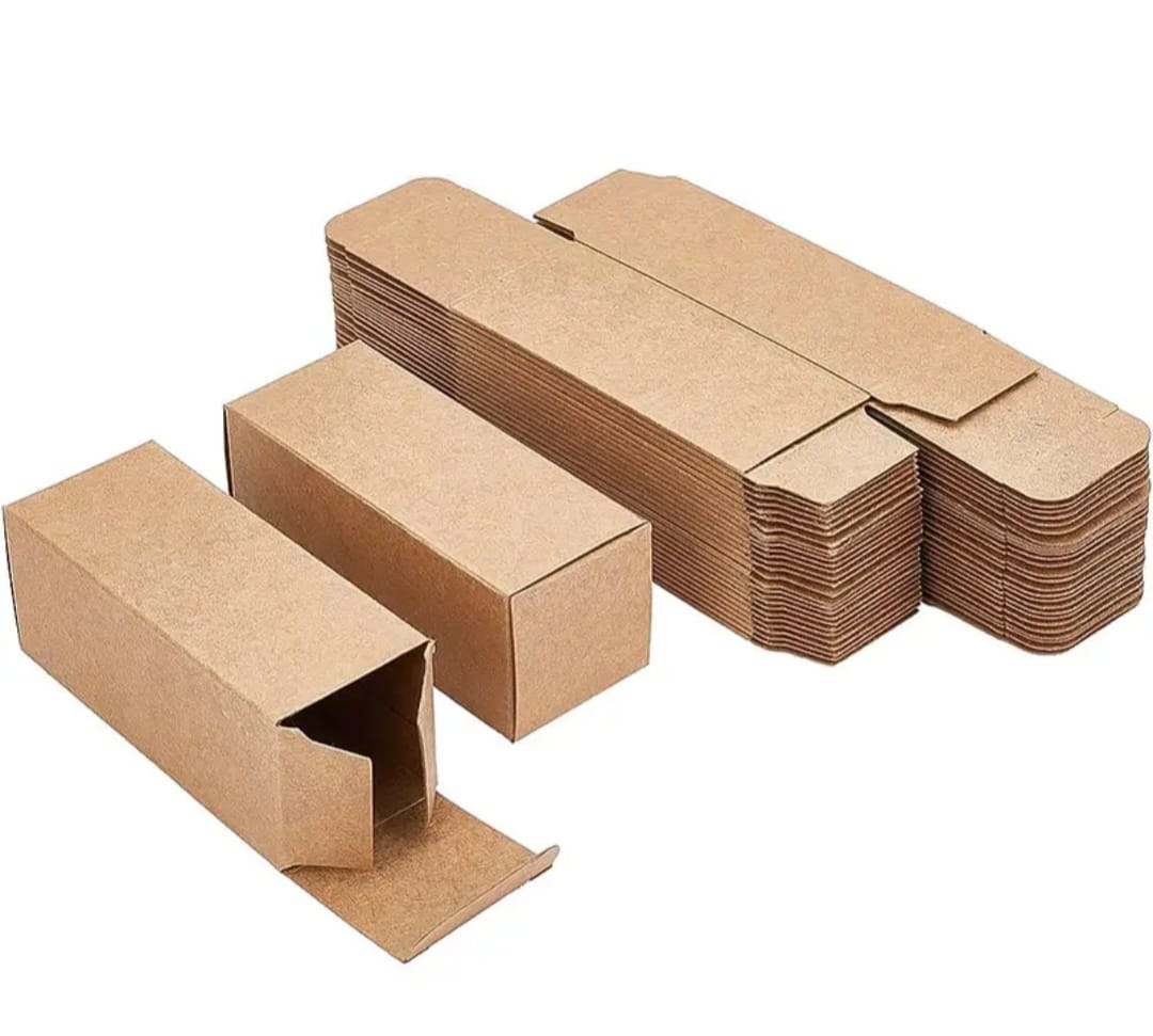 Pack of 20 - Heavy-Duty Tuck Top Gift Boxes with Lids - Brown Kraft Cardboard Boxes. Secure Closure, Sturdy for Hair Oil, Serum Bottles