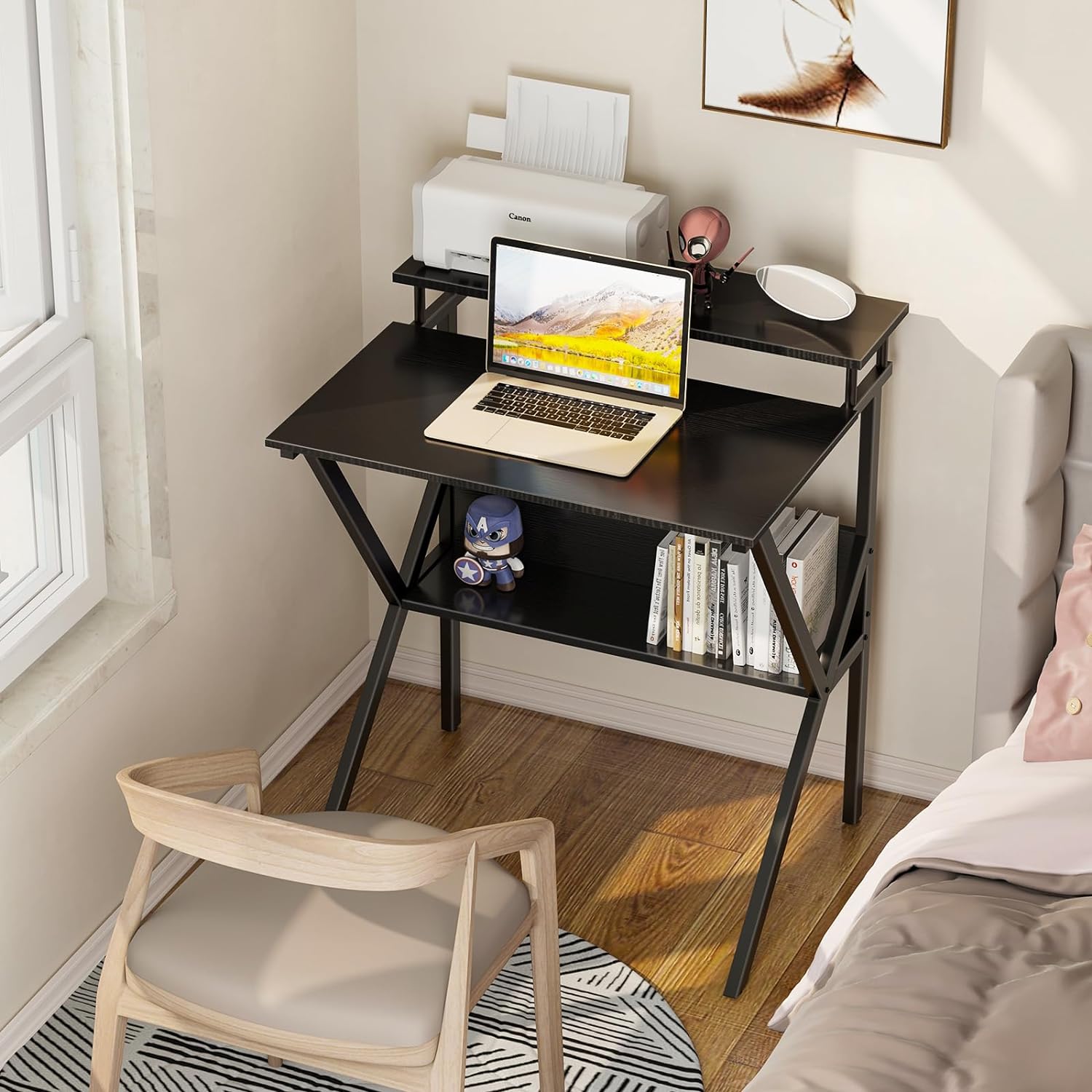 mall Computer Desk, 27.5 inch Desk for Small Spaces with Storage ...