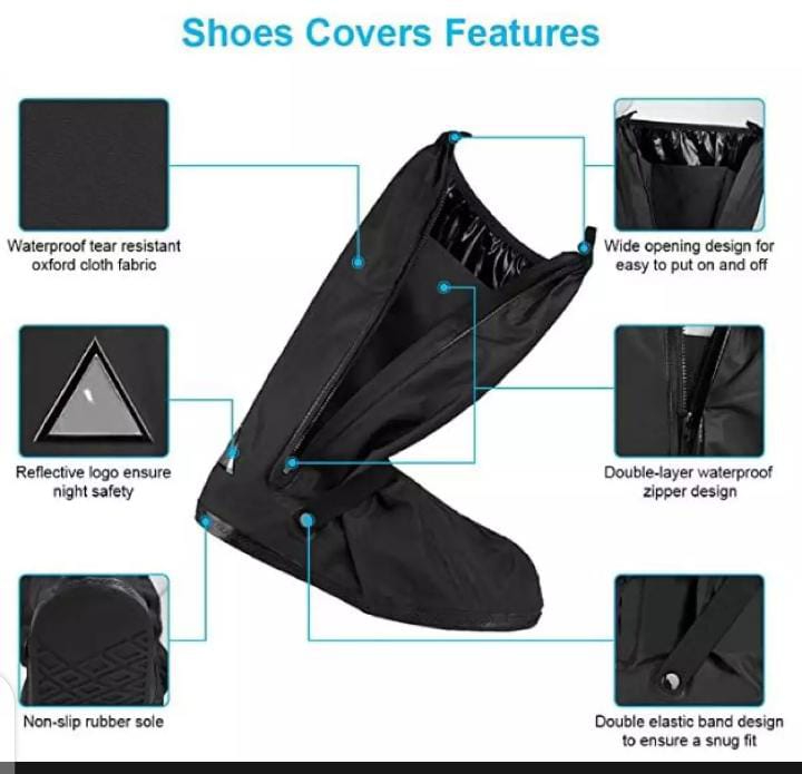 Rain + Dirt Protection Shoe Cover for Reusable & Foldable Long Boot Covers, Overshoes Wear for Travelling, Motorcycle, Cycling, Riding For Both Men and Women - Eastern Mall