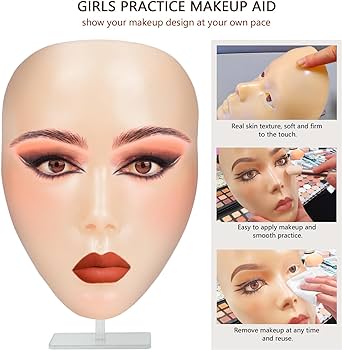 Bueuo 3D Make-up Übungsbrett – Mit 5 Pinseln, Wiederverwendbar, Perfekt Für Anfänger & Profis