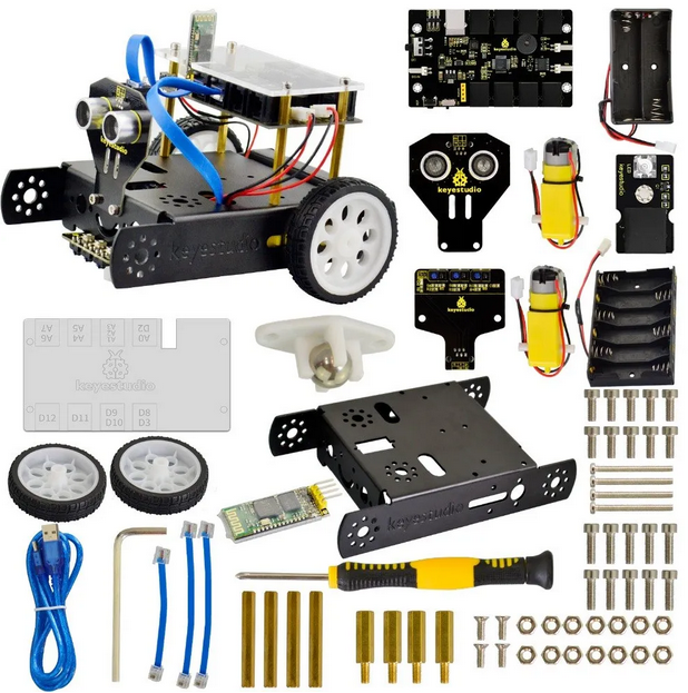 Keyestudio KEYBOT Programmable Education Robot Car Kit + User Manual For Arduino Graphical Programming