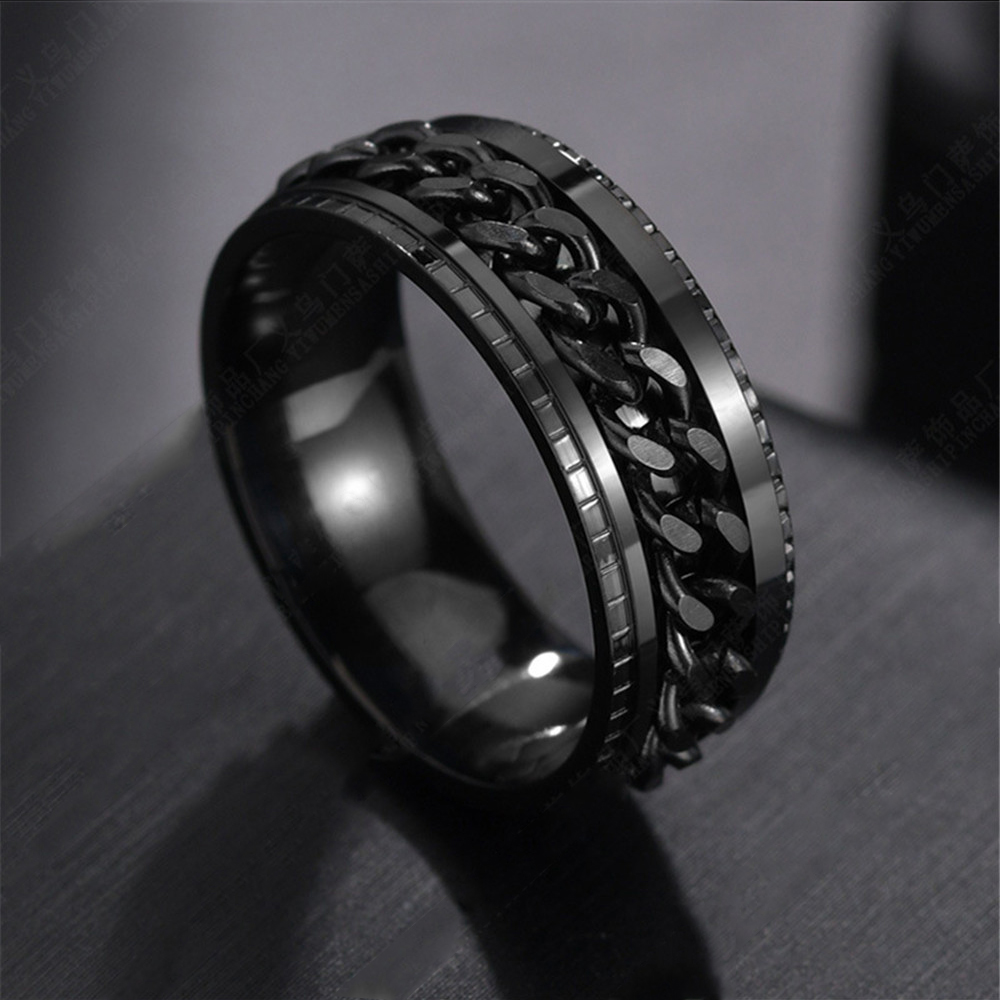 1PS/ VIRSL PLATIMIUM SPINNER RING FOR MENAND BOY -FASHION HIGH QUALITY (BLACK) SPPINER RINGS FOR MEN AND BOYS EID SpECIAL