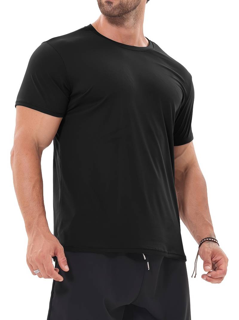 Men's Workout Shirts: ActiveFlex Dry Fit Gym Shirts, Short Sleeve Athletic Active Tops Fast Dry Crew Neck T-Shirt for Exercise and Running