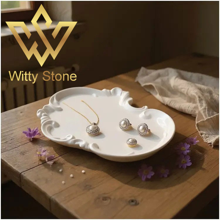Trays, Flower and Vase Lace Tray Ceramic decorations piece Table Decore Shelf Decor Items  Witty Stone