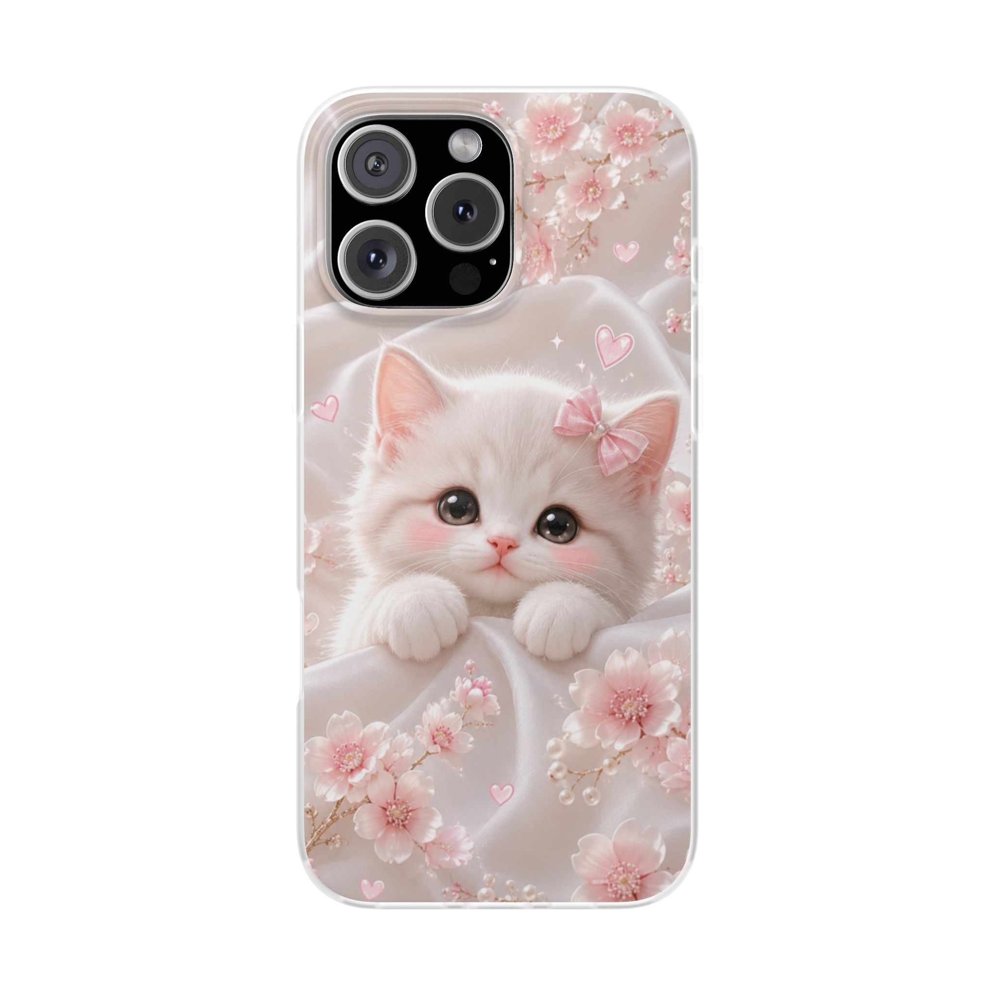 Spigen Pro Luxury Cherry Blossom Kitten Printed Mobile Cover Case for Girls & Women | New Stylish Fancy Aesthetic Designer Back Cover | Premium Protective Shockproof Max Series Case for 12, 13, 14, 15, 16 & 17