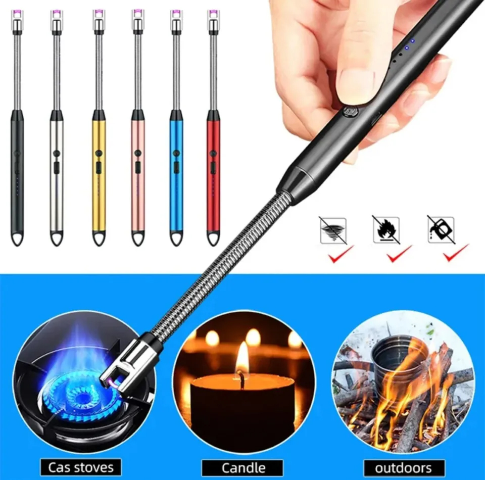 Electric Arc USB Rechargeable Flameless Arc Lighter Flexible and Windproof for Candles, Hiking, Camping, Kitchen, Fireplaces 360 degree free rotation