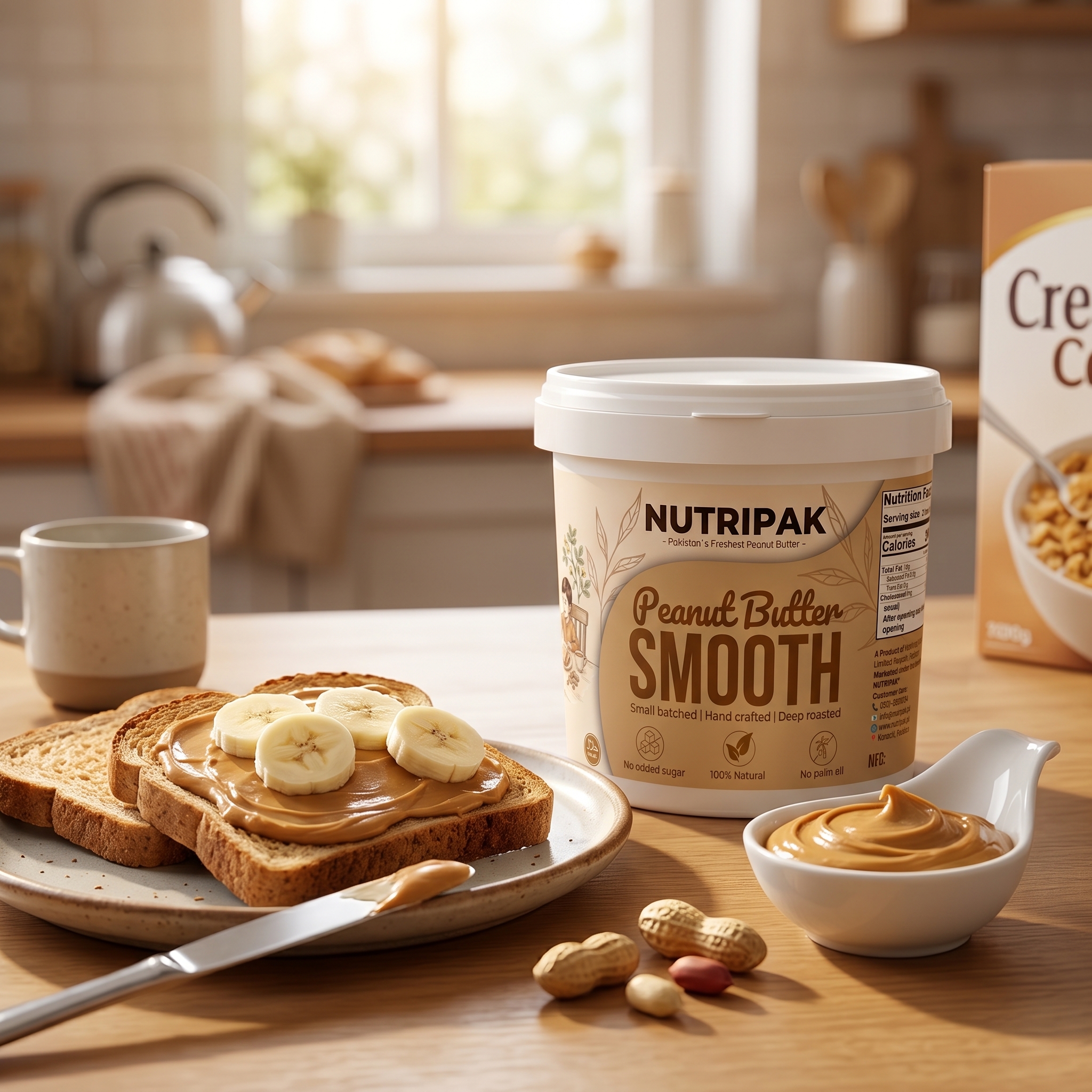 NUTRIPAK Smooth Peanut Butter | 100% Natural | No Added Sugar | No Palm Oil | High Protein Spread | 500g Jar