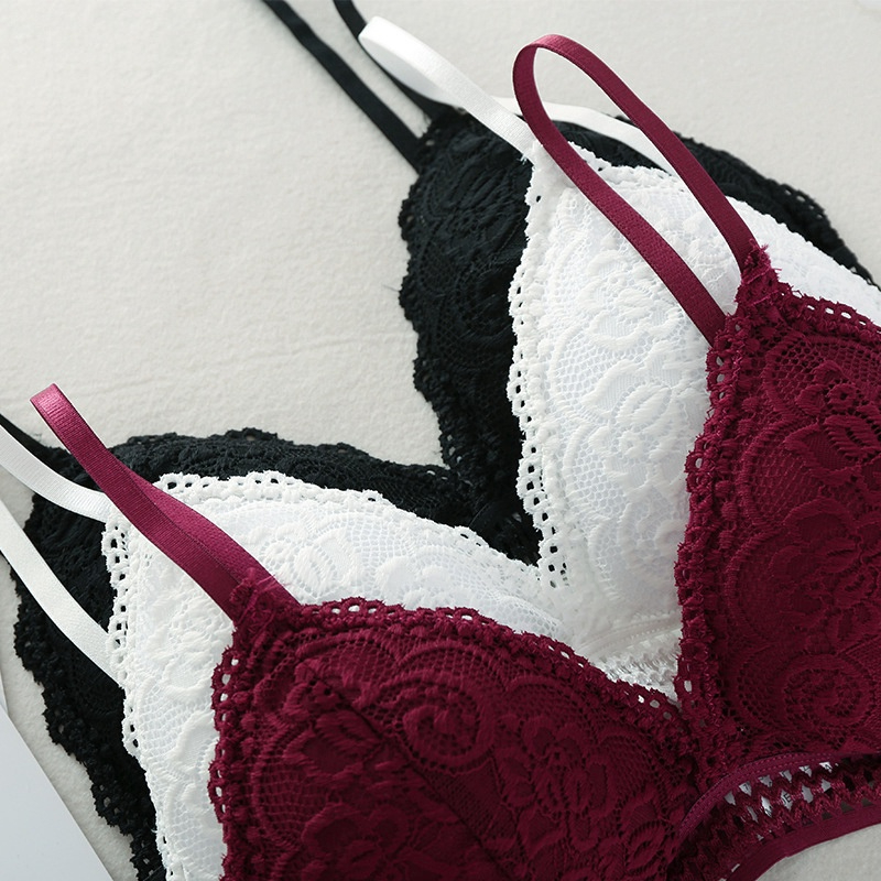 Deep V Lace Bra Crop Top Triangle Cup Seamless Fitness Yoga Sports Bra Lingerie Underwear Breathable