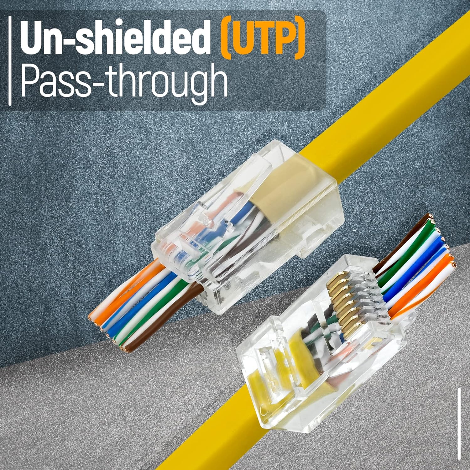 RJ45 Connectors Easy-Crimp RJ45 Pass Through Connectors for Solid or ...