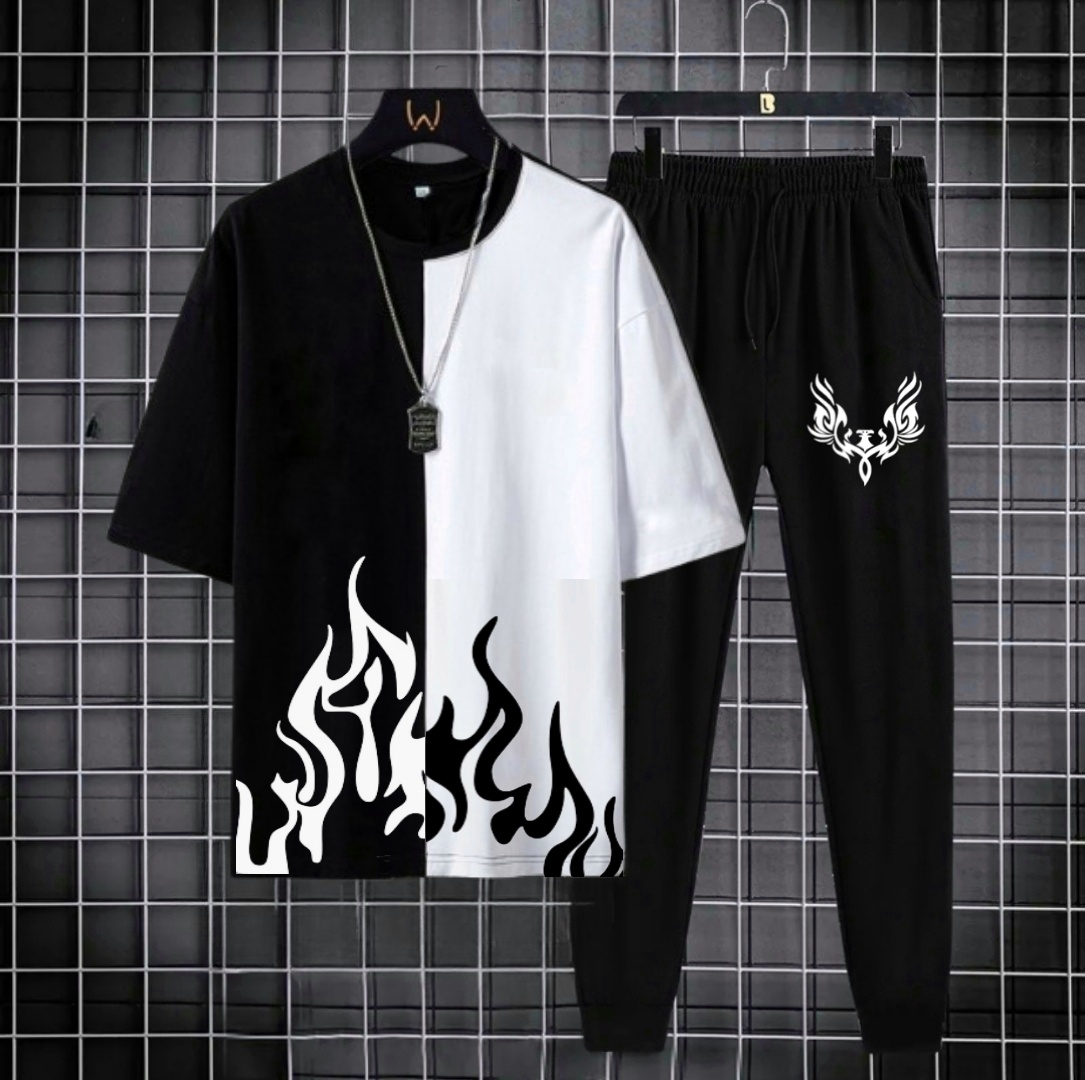 NEW TRENDY FIRE PRINTED TRACKSUIT FOR MEN