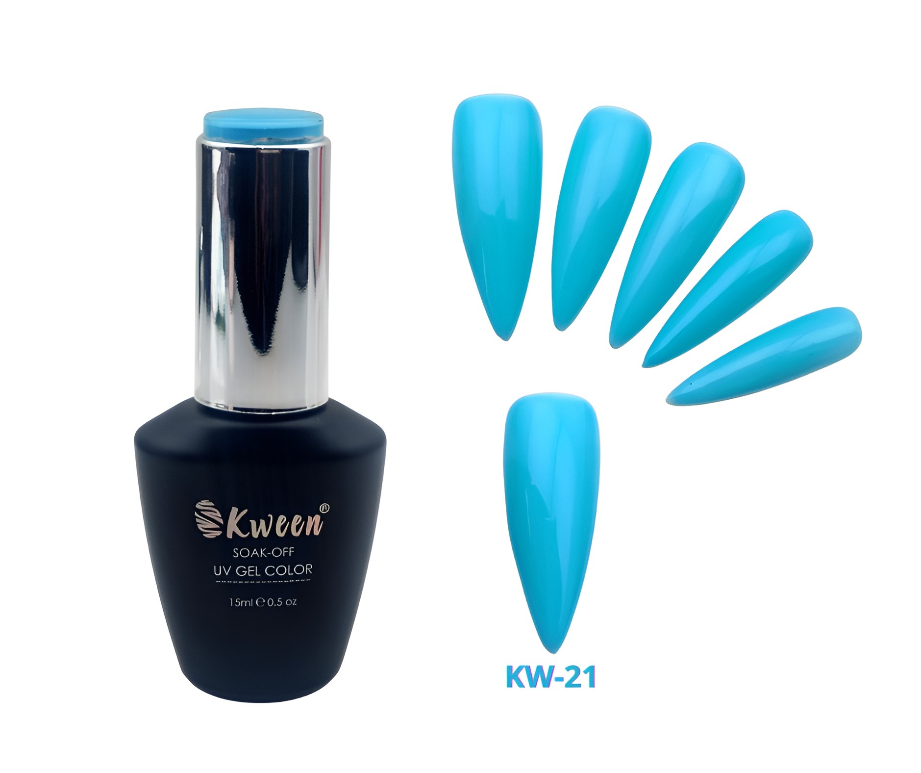 KWEEN Neon Blue UV/LED Gel Nail Polish ,UV LED Gel Varnish Soak Off Nail Art Gel Polish