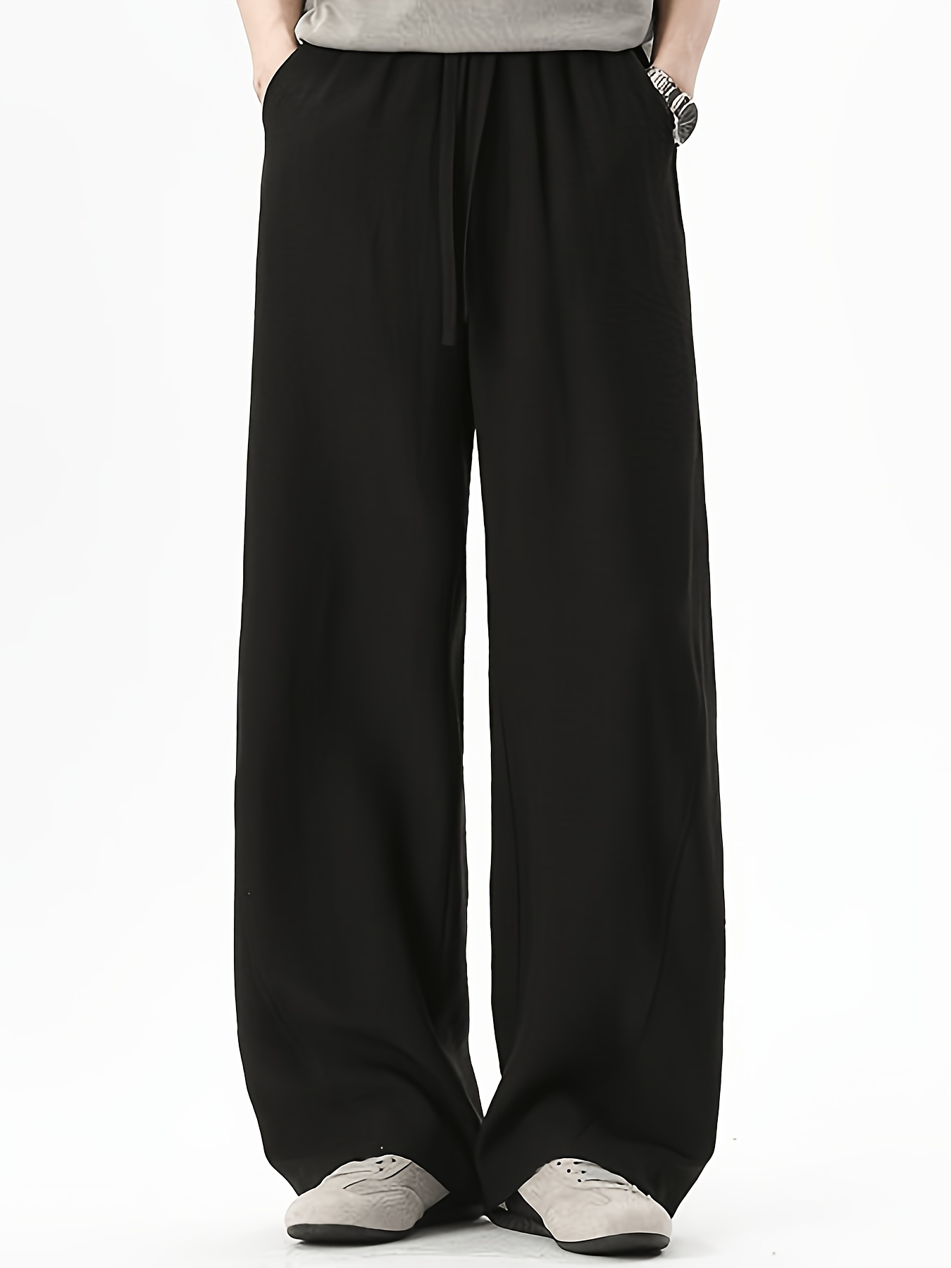 New Style Korean Wide Leg Pants for Men | Vintage Casual Trousers | Loose Fit Draped Straight Wide Leg Long Pants