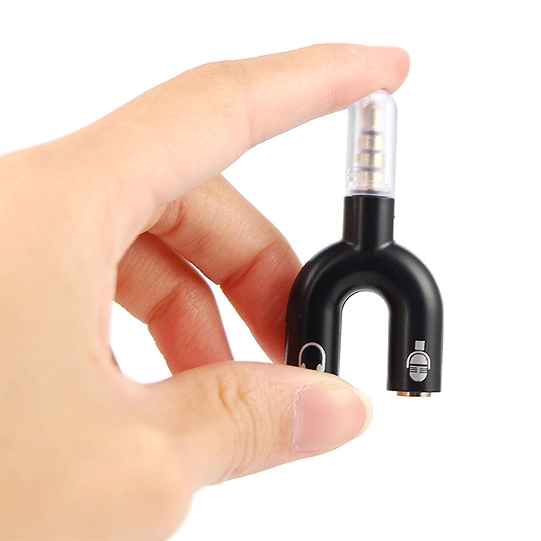 U Shape 3.5mm Stereo TRRS 4 Pole Plug to Mic & Headset Female Audio Splitter