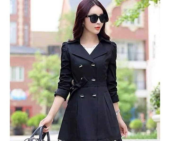 BBA | Stitched Ready To Wear Winter Warm Fleece Trench Coat Lace Work 1 Piece For Women's Fashion