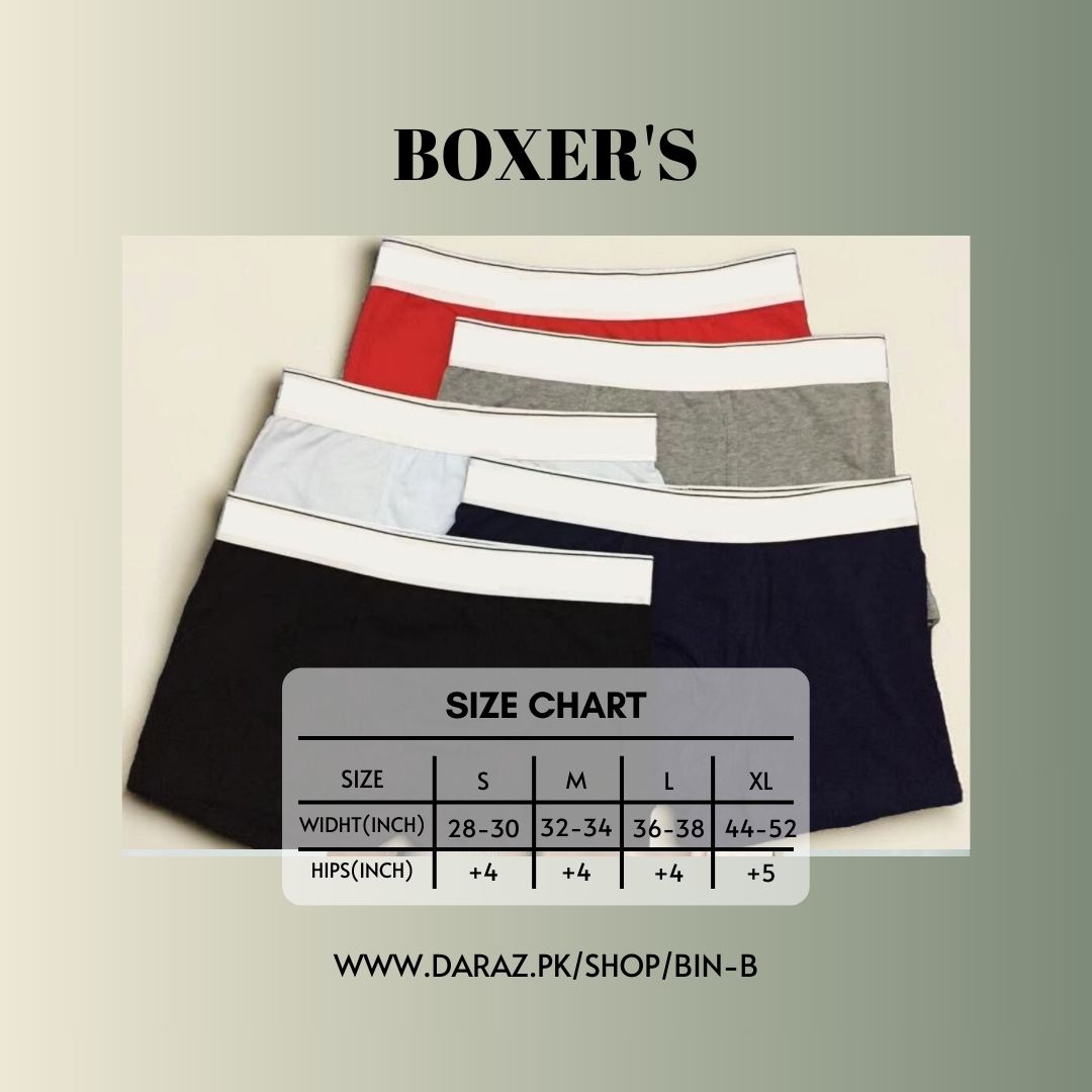 Bin-b Boxers For Men Pack of 3 Cotton Fabric Breathable Underwear Random Multiple Color
