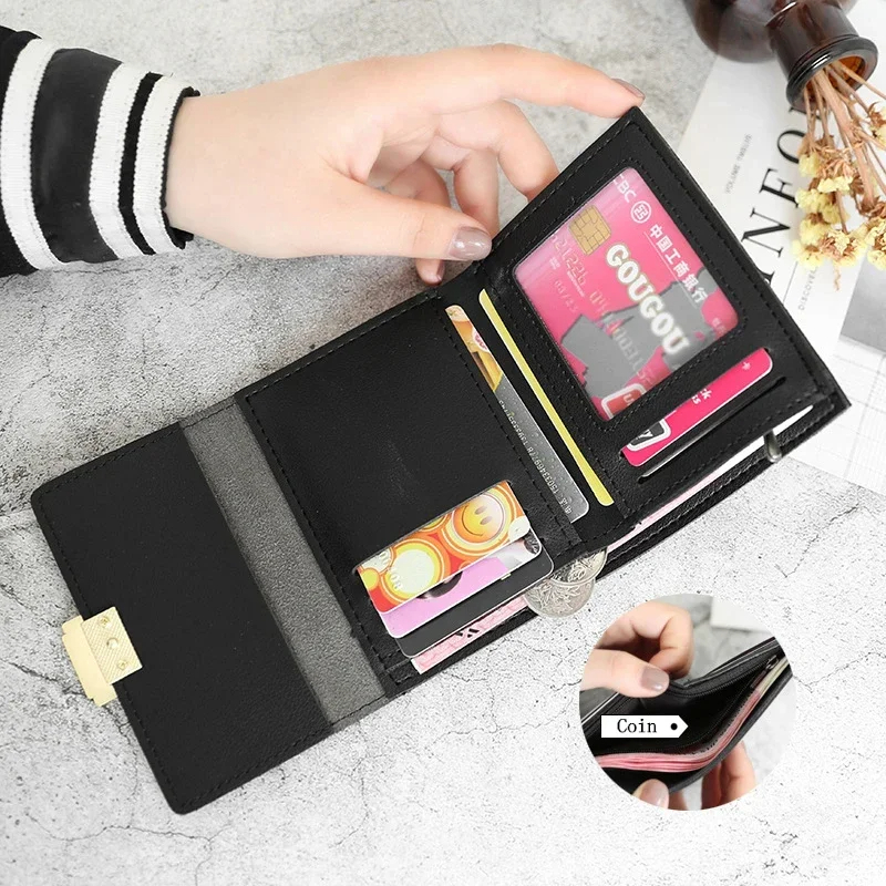 Minimalist Trifold Wallet for Women with Cardholder and Snap Closure